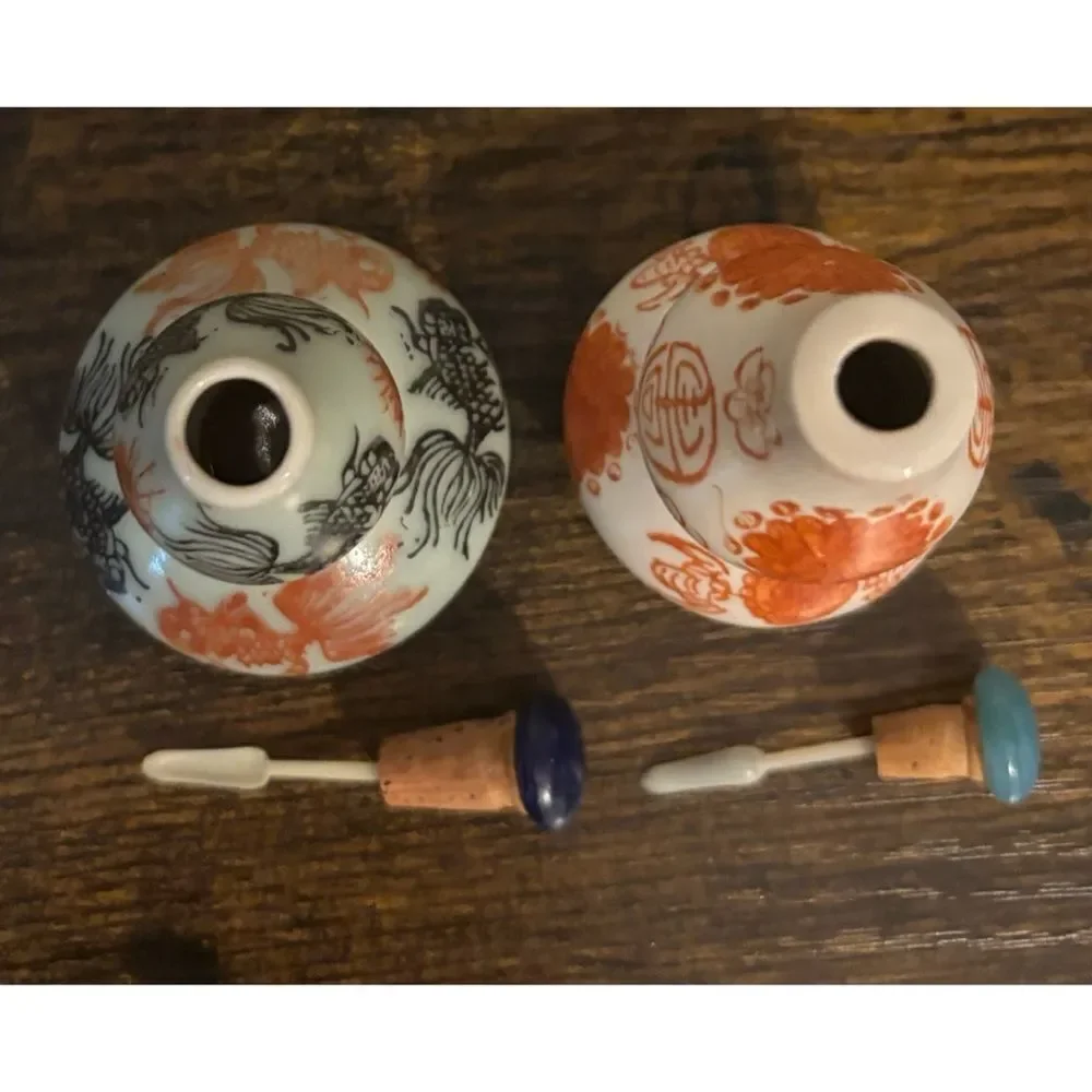 Antique Chinese Celadon Double Gourd Porcelain Snuff Bottles ~ Set of 2